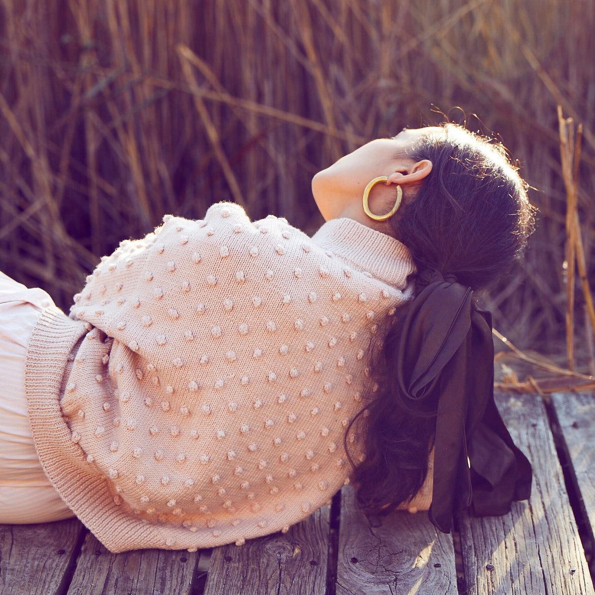 Womens Off The Shoulder Oversized Popcorn Pullover The iconic Popcorn Sweater is now available as a knitting  main image 4