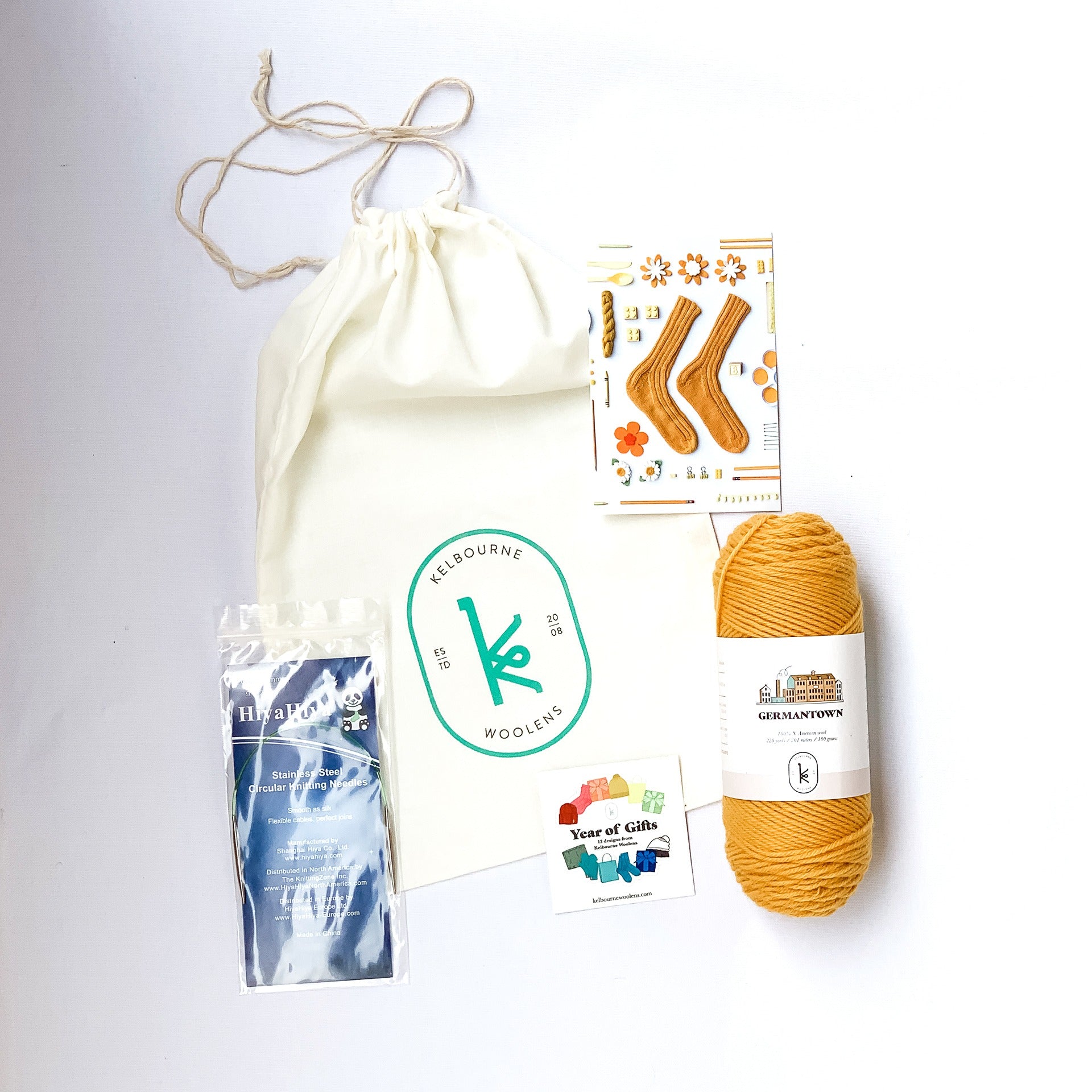 Kelbourne Woolens Kits Year of Gifts Kit - September Goldenrod Boot Socks