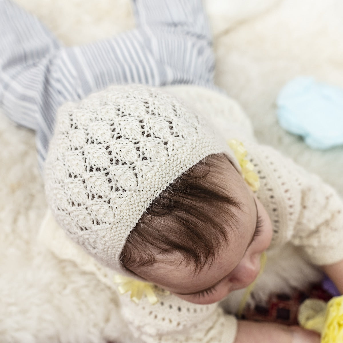 Lucille Baby Sweater and Bonnet Pattern- Hand knitting pattern in